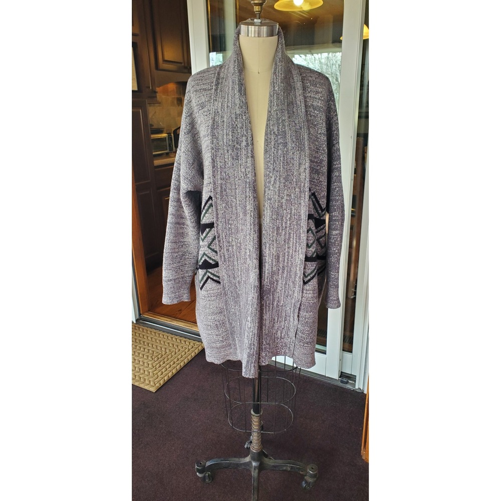 Sunday in Brooklyn Marled Grey Open Front Cardigan Sweater Womens Large